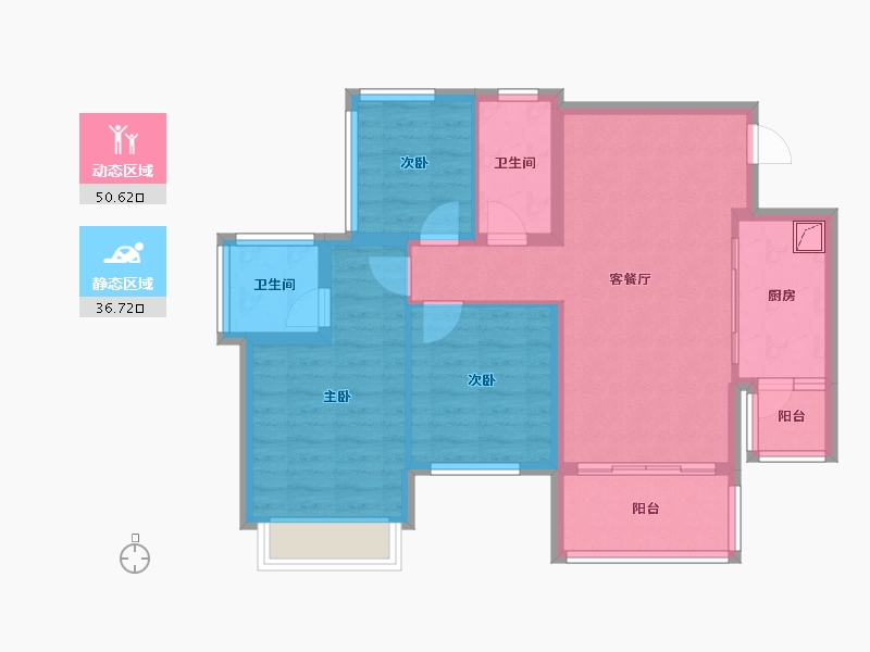 四川省-南充市-翡翠城二区紫曦府-75.00-户型库-动静分区