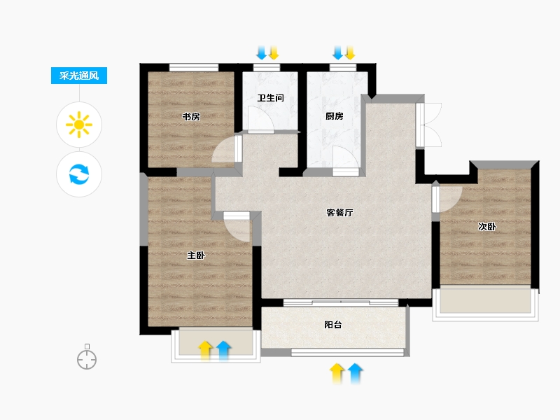 河南省-洛阳市-建业科技城-69.00-户型库-采光通风