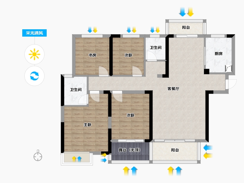 湖南省-长沙市-五矿春和景园-126.00-户型库-采光通风