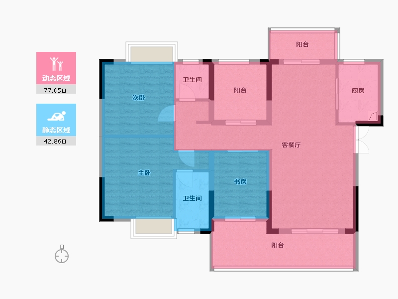 湖北省-宜昌市-江南URD·那溪谷2期-135.00-户型库-动静分区