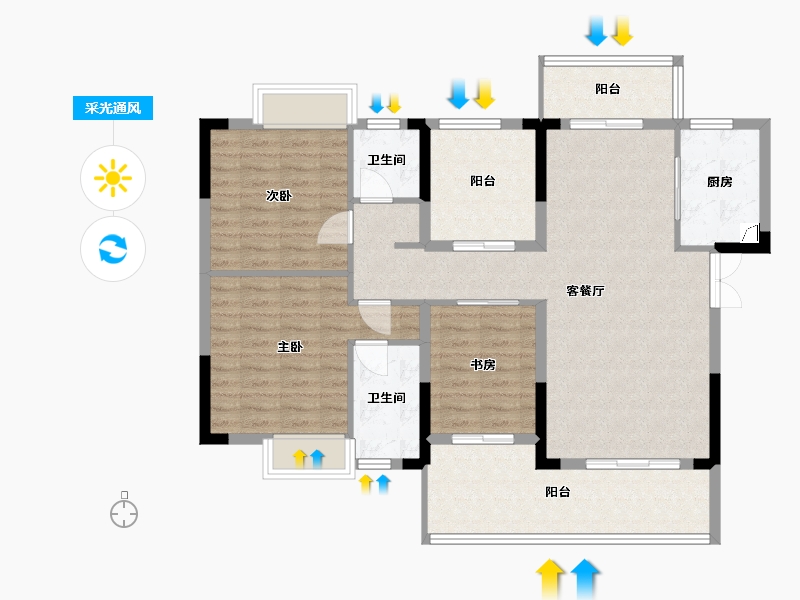 湖北省-宜昌市-江南URD·那溪谷2期-135.00-户型库-采光通风