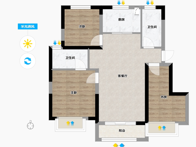 天津-天津市-中建玖樾府-75.00-户型库-采光通风