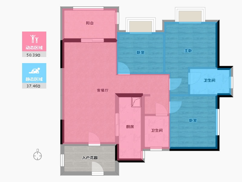 广东省-佛山市-保利和悦滨江-89.00-户型库-动静分区