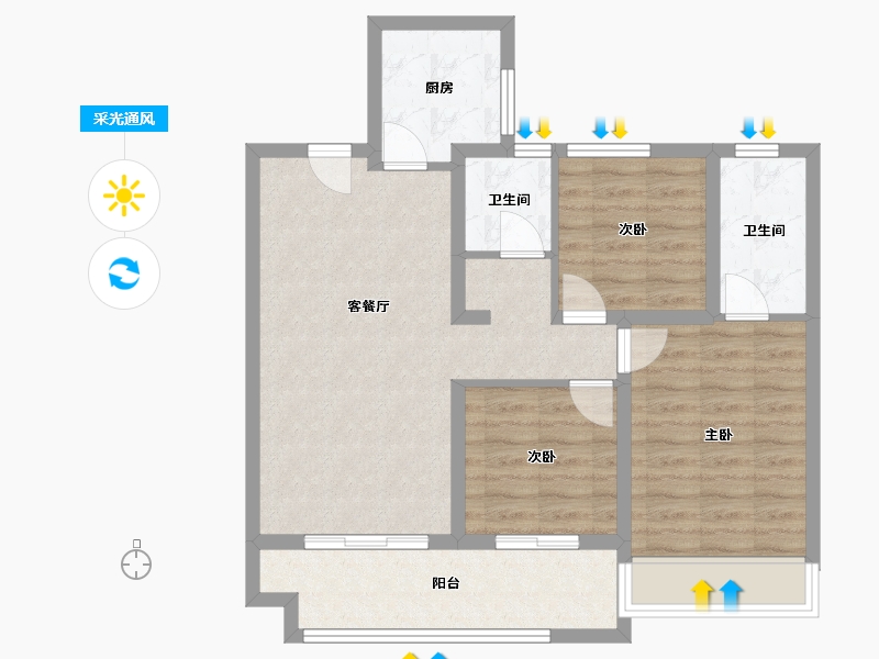 江苏省-徐州市-运河首府-88.92-户型库-采光通风