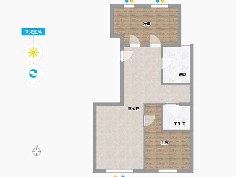 北京-北京市-锦安家园-67.00-户型库-采光通风