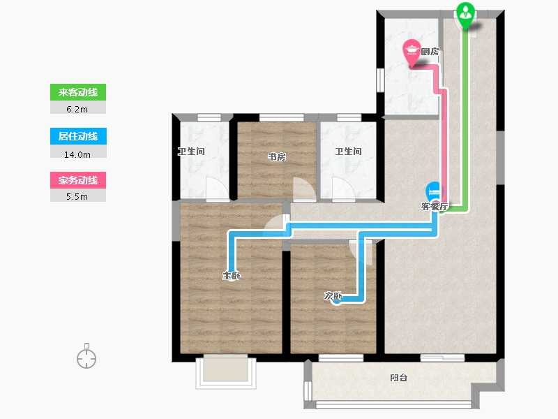 湖北省-武汉市-中建壹品宏泰阅江府-90.09-户型库-动静线