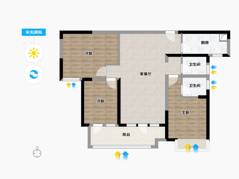 山东省-菏泽市-天润府-130.00-户型库-采光通风