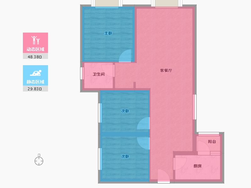 新疆维吾尔自治区-乌鲁木齐市-英伦国际2期-105.00-户型库-动静分区