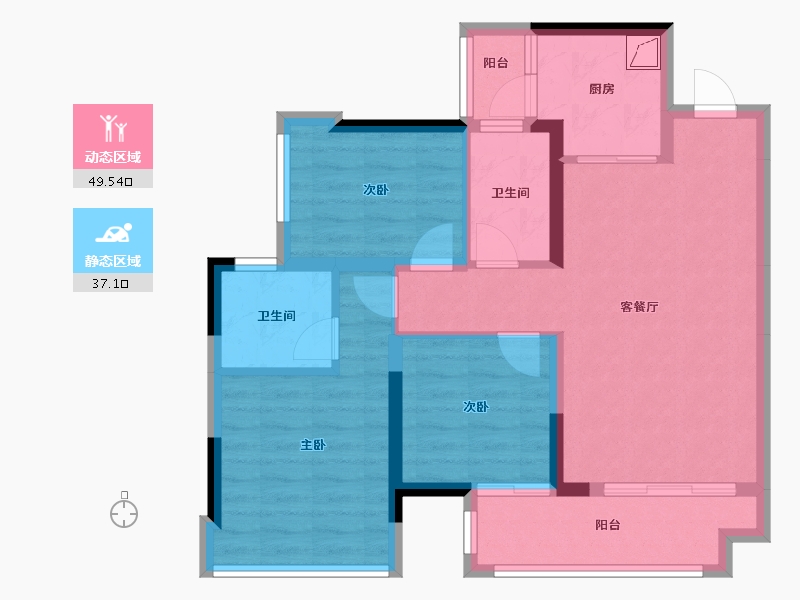 广西壮族自治区-贵港市-融创九棠府-76.00-户型库-动静分区