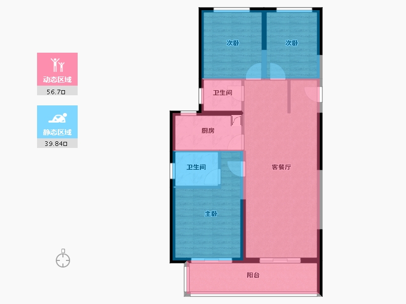 河南省-新乡市-蓝光风湖长岛国际社区-86.69-户型库-动静分区