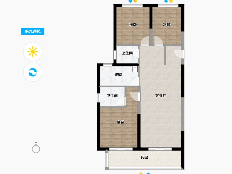 河南省-新乡市-蓝光风湖长岛国际社区-86.69-户型库-采光通风