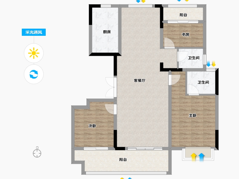 河南省-三门峡市-长安九号院-110.00-户型库-采光通风