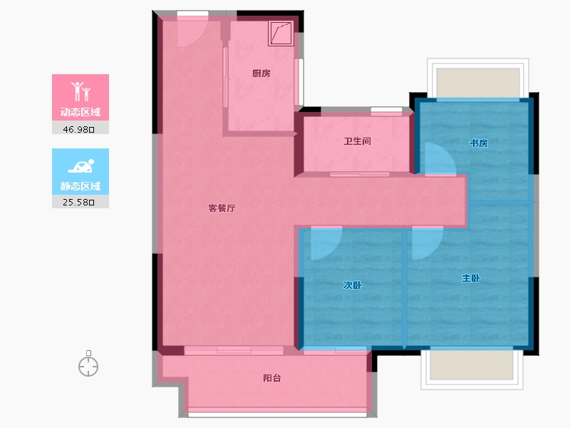 江苏省-苏州市-祥源悦江南-67.90-户型库-动静分区