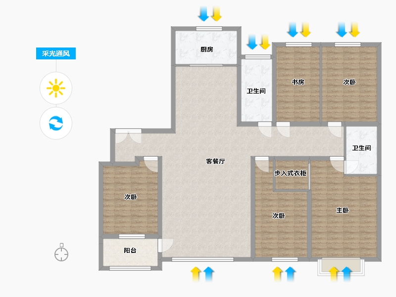 山东省-潍坊市-华安东方名郡-171.00-户型库-采光通风