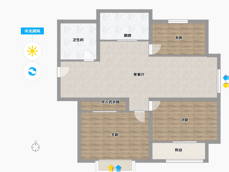 江苏省-徐州市-盛世阳光华庭-105.86-户型库-采光通风