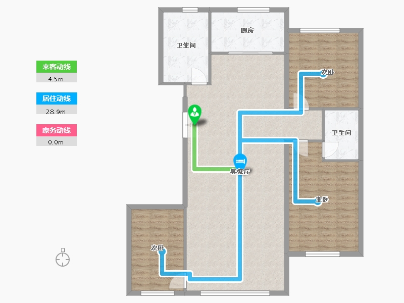 甘肃省-张掖市-蓝山公馆-125.00-户型库-动静线