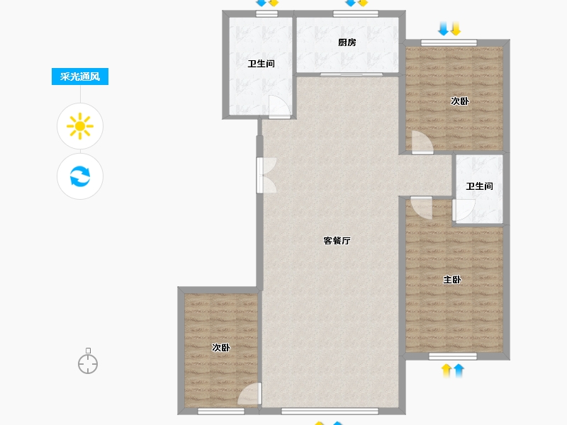 甘肃省-张掖市-蓝山公馆-125.00-户型库-采光通风