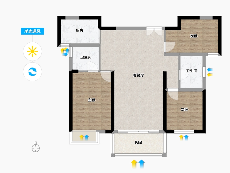 湖南省-岳阳市-富兴御城-95.00-户型库-采光通风