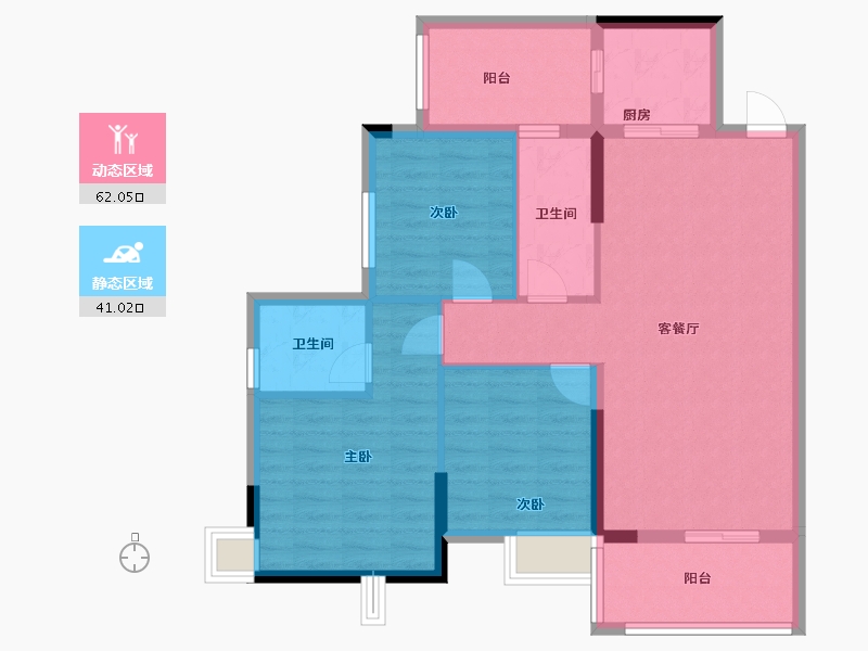 广东省-广州市-高炮楼-98.70-户型库-动静分区