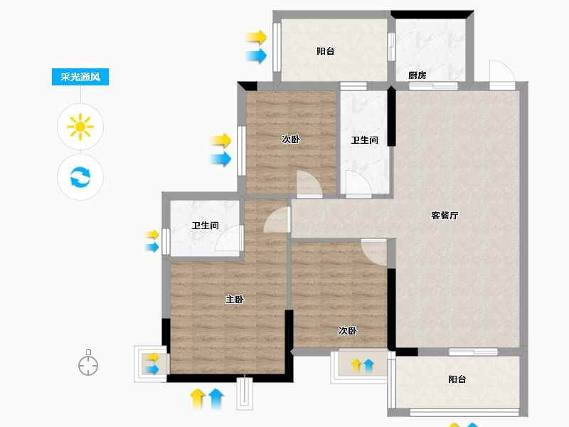 广东省-广州市-高炮楼-98.70-户型库-采光通风