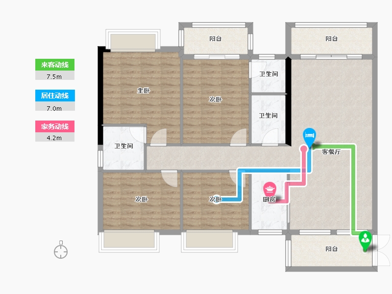 广西壮族自治区-河池市-中央城1栋01户型-150.00-户型库-动静线