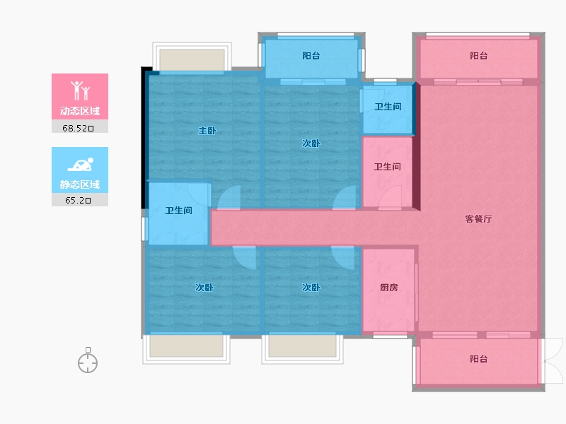 广西壮族自治区-河池市-中央城1栋01户型-150.00-户型库-动静分区