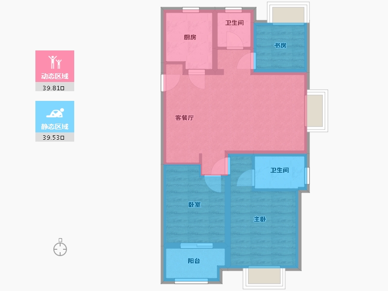 辽宁省-沈阳市-吾悦华府-88.00-户型库-动静分区