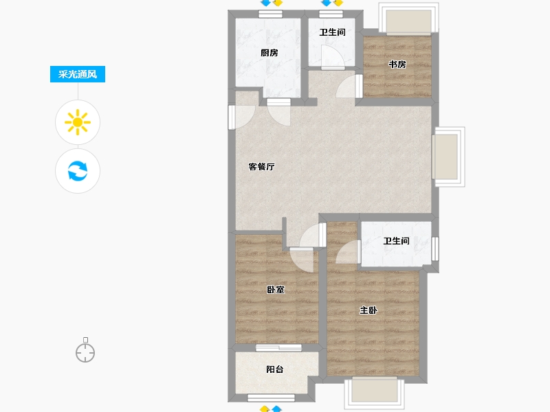 辽宁省-沈阳市-吾悦华府-88.00-户型库-采光通风