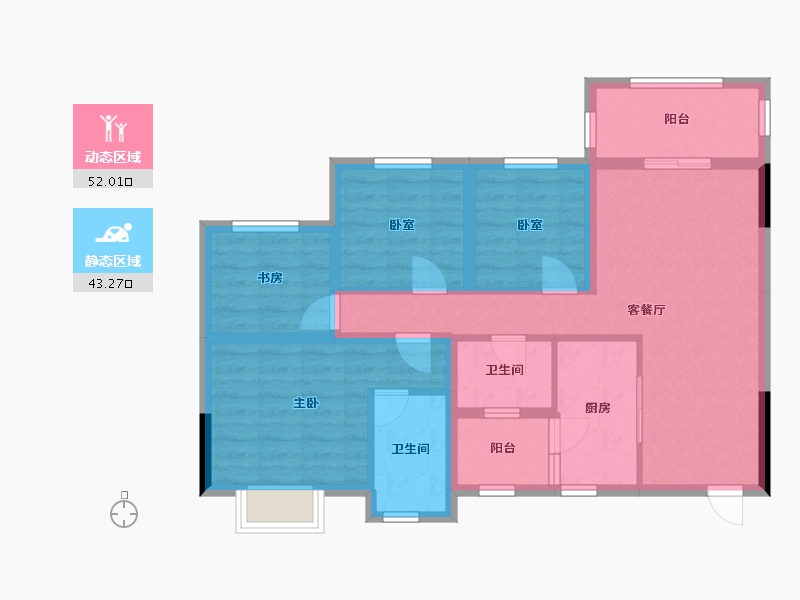 四川省-成都市-正坤悦澜庭-81.92-户型库-动静分区