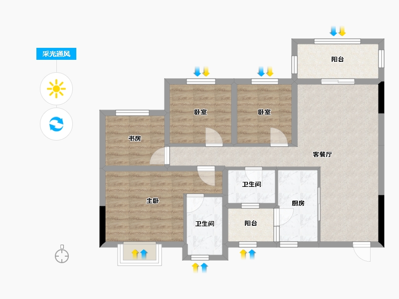 四川省-成都市-正坤悦澜庭-81.92-户型库-采光通风