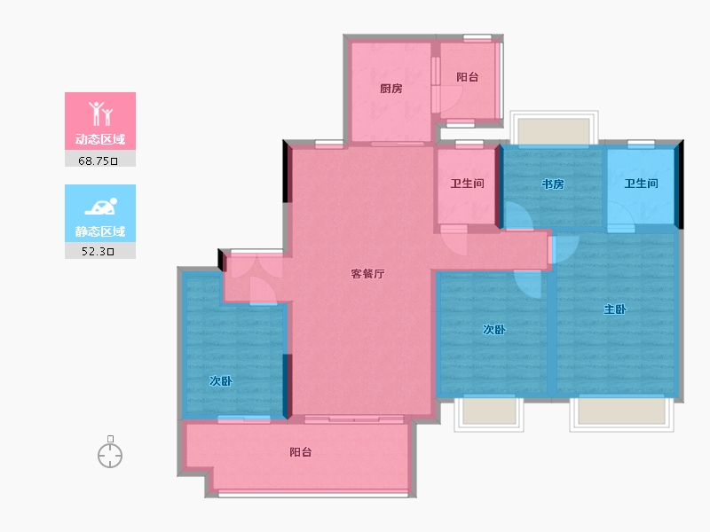 贵州省-黔南布依族苗族自治州-麒龙涟江生态城-130.00-户型库-动静分区