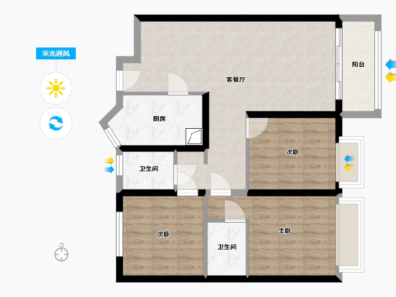 河南省-新乡市-国悦城悦府1号-91.00-户型库-采光通风