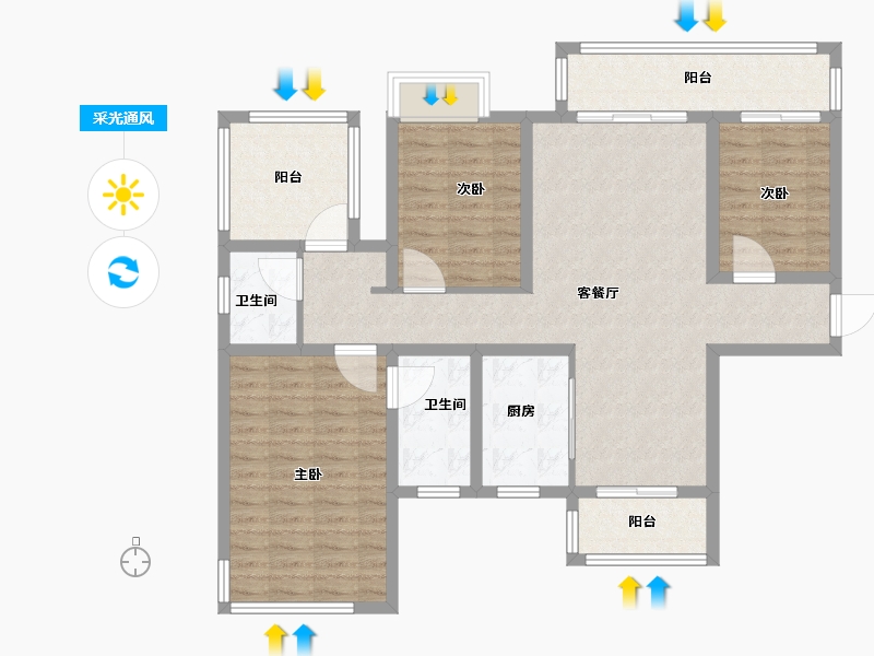 广西壮族自治区-南宁市-融创澜月府-103.83-户型库-采光通风