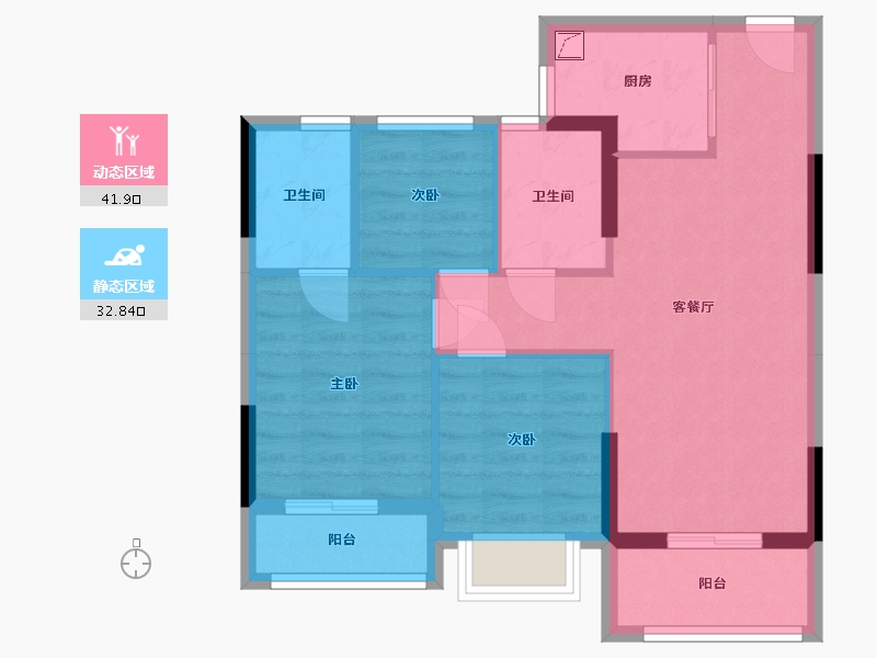 浙江省-嘉兴市-东亚左岸嘉园-75.00-户型库-动静分区