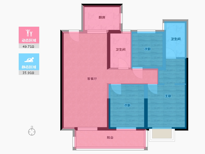 云南省-昆明市-龙泉俊园-90.00-户型库-动静分区