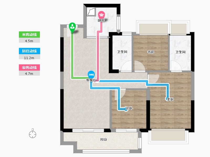 湖南省-长沙市-红星天珀-76.31-户型库-动静线