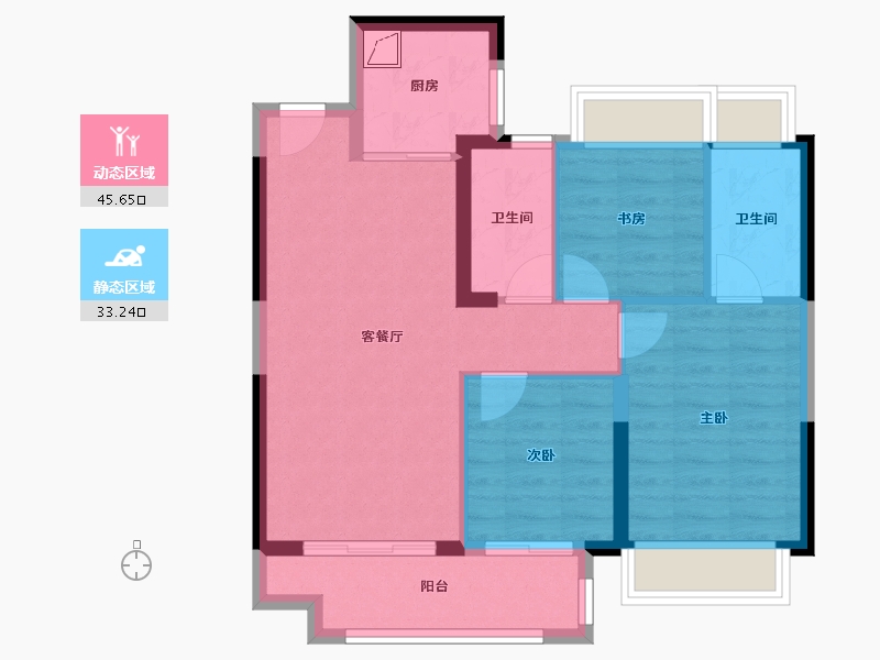 湖南省-长沙市-红星天珀-76.31-户型库-动静分区