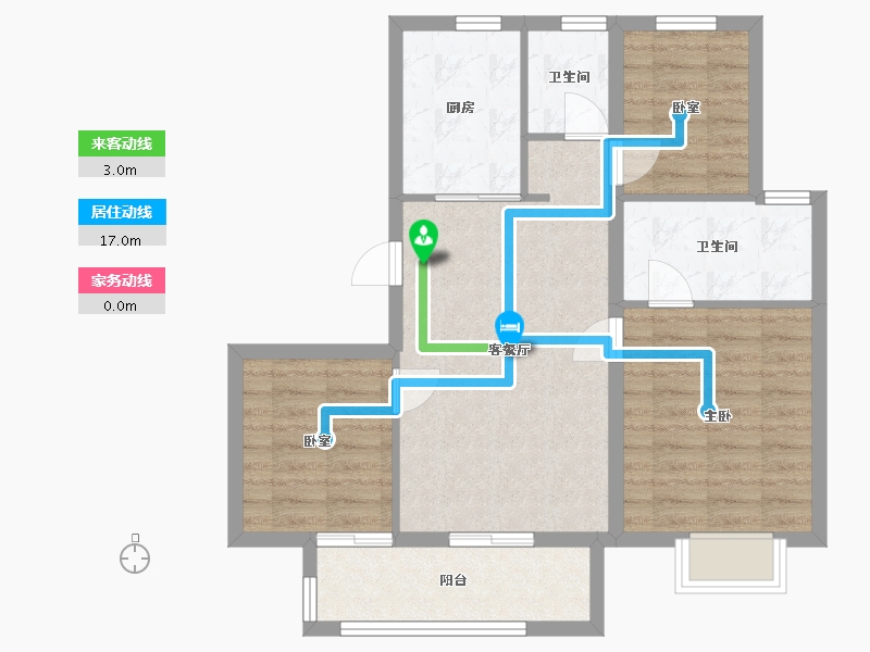 上海-上海市-大华锦绣四季二期-73.85-户型库-动静线