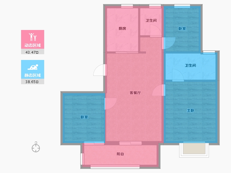 上海-上海市-大华锦绣四季二期-73.85-户型库-动静分区