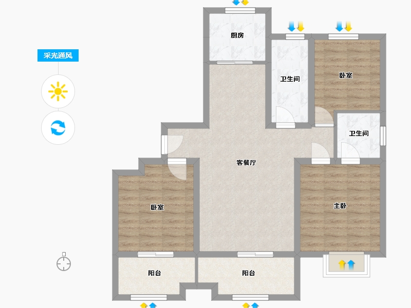 山东省-临沂市-江泉华府-100.00-户型库-采光通风