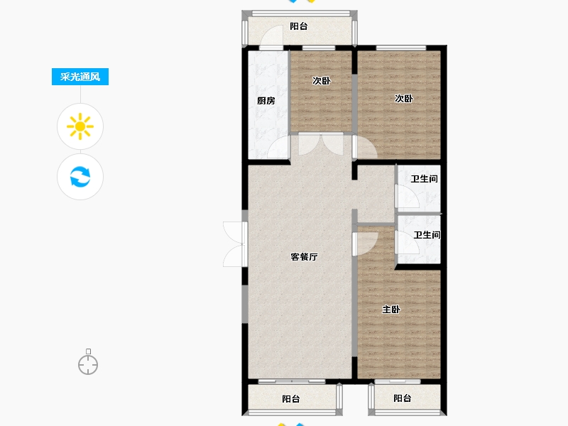 河北省-邯郸市-招贤天琴大厦-2号楼-135.00-户型库-采光通风