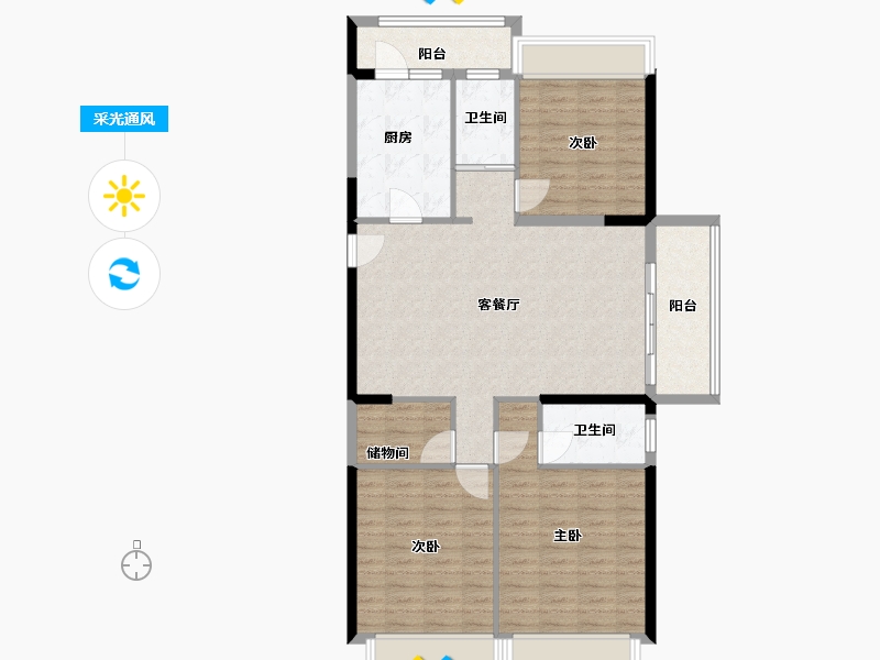 河南省-平顶山市-应国府-110.00-户型库-采光通风