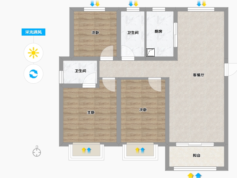 山东省-济南市-西棠甲第-89.00-户型库-采光通风