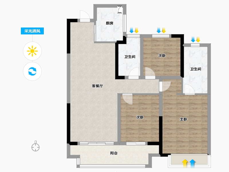 江苏省-镇江市-中企檀悦名居-98.00-户型库-采光通风