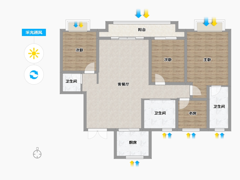 山西省-临汾市-恒安府-126.00-户型库-采光通风