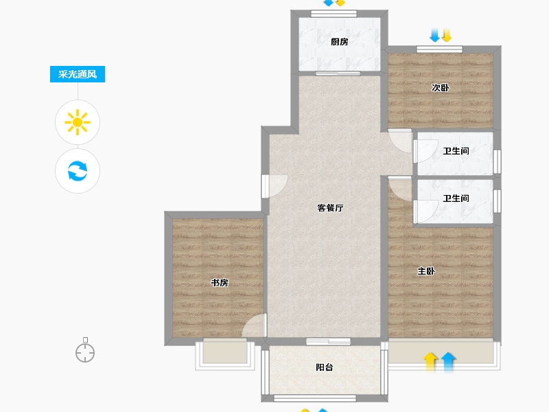 河北省-唐山市-一号-100.00-户型库-采光通风