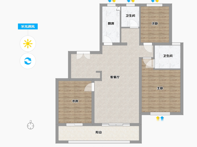 江苏省-盐城市-吾悦和府-109.00-户型库-采光通风