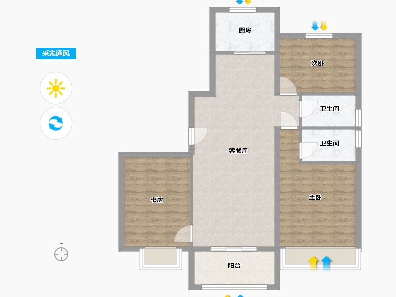 河北省-唐山市-一号-100.00-户型库-采光通风