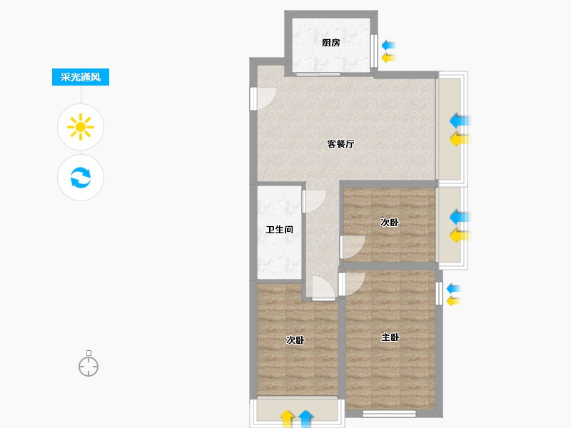 山东省-烟台市-中海万锦公馆-84.00-户型库-采光通风