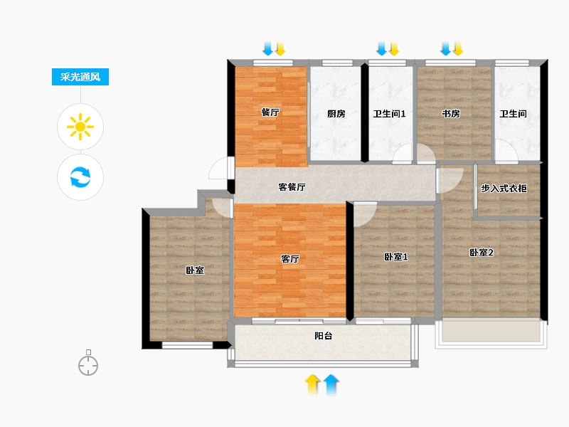 浙江省-湖州市-桐昆名仕府-109.60-户型库-采光通风